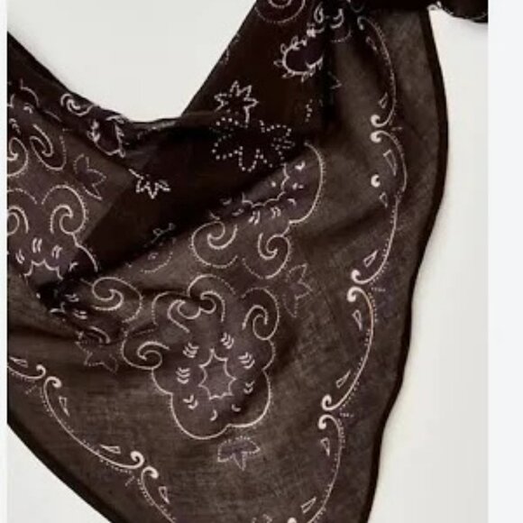 Free People Bridgette Bandana or Neck Kerchief Scarf Orange Print NWOT - Picture 7 of 7
